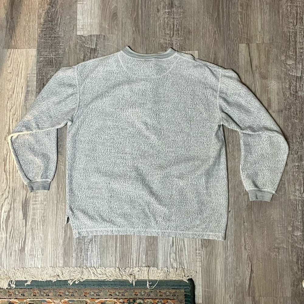 Vintage 1990s Dallas Cowboys NFL Football Embroidered Patch Grey Henley Sweater - Picture 6 of 11
